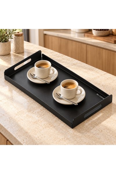 Blaene Stainless Steel Premium Serving Tray 35X20 cm with Handles Coffee Tea ...