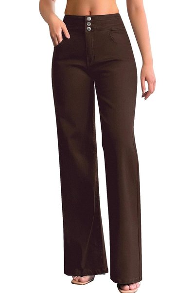 GENERAL roswear Women's Wide Leg Jeans Casual High Waisted Stretch Baggy Loos...