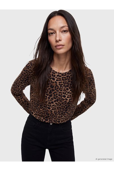 LC Waikiki Kahverengi Leopar Desenli Kadın Body