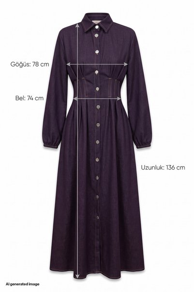 InStyle Purple Denim Dress with Buttons and Pockets