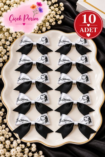 ÇİÇEK PERİMM Ataturk Signed Special Day Bowknot Buckle April 23 May 19 Octobe...