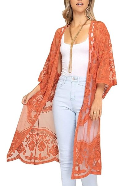 YouKD Women's Lace Cardigan See Through Dress Boho Long Kimono Beach Swimsuit...