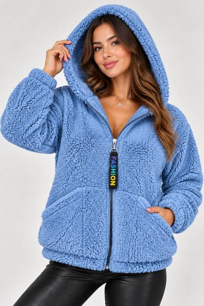 OK BLUME Women's Hooded Plush Zip-Up Sweatshirt - Oversized Soft Fleece Hoodie - Winter Warm (S-2Xl)