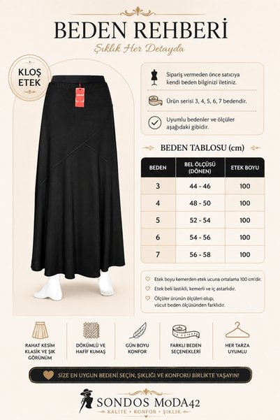 Sondos Moda42 Hesna Women's Firdevs Cross Model Turquoise Plus Size Lined Skirt