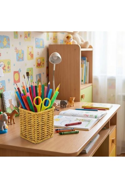 BONOVE Kaşıklık & Çatallık Hasır Dokulu Plastik Rattan – Askılı Kendiliğinden Tutmalı Çok Amaçlı Mutfak Organizeri