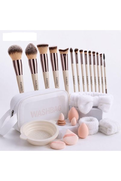 BLUEDOES 27 Pcs Professional Makeup Brush Set with Travel Washbag, Sponges, S...