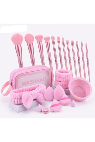 BLUEDOES 25-Piece Makeup Brush Set & Spa Collection - Premium All-Pink Cosmet...