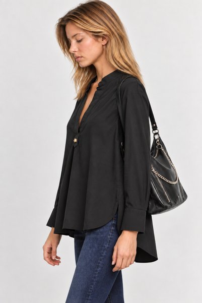 Manche Gold Button Detailed Long Sleeve Women's Shirt |   Mkn1611823-1