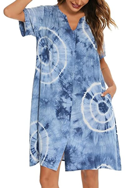 GENERAL YOZLY House Dress Women Cotton Duster Robe Short Sleeve Housecoat But...
