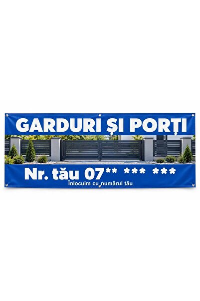 ShopPrint Banner garduri și porți cu numărul tău, 125x50 cm, frontlit cu tiv ...