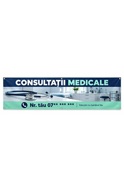 ShopPrint Banner consultații medicale cu numărul tău, 400x100 cm, frontlit cu...