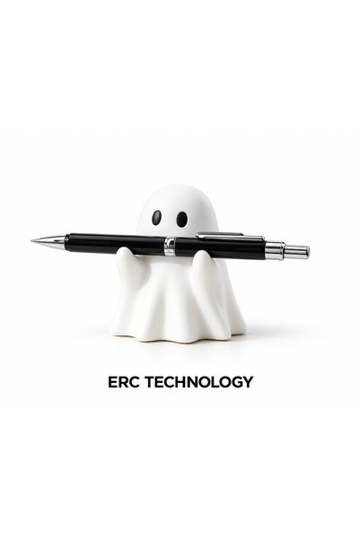 ERCTECH حامل أقلام على شكل شبح - حامل أقلام مزخرف لسطح المكتب، أبيض