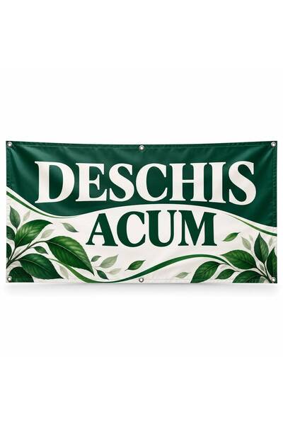 ShopPrint Banner deschis acum – model curbat, 200x100 cm, frontlit cu tiv și ...