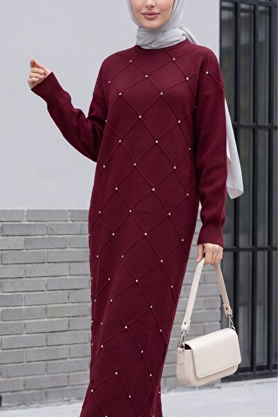 HİJABAYA Rochie maxi drapată cu model baklava, cu decolteu rotund și croială ...