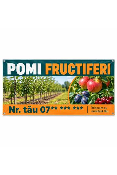 ShopPrint Banner pomi fructiferi cu numărul tău, 150x75 cm, frontlit cu tiv ș...