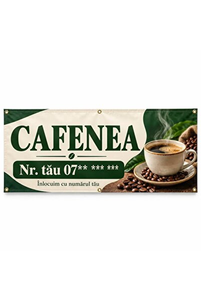 ShopPrint Banner cafenea cu numărul tău, 200x100 cm, frontlit cu tiv și capse