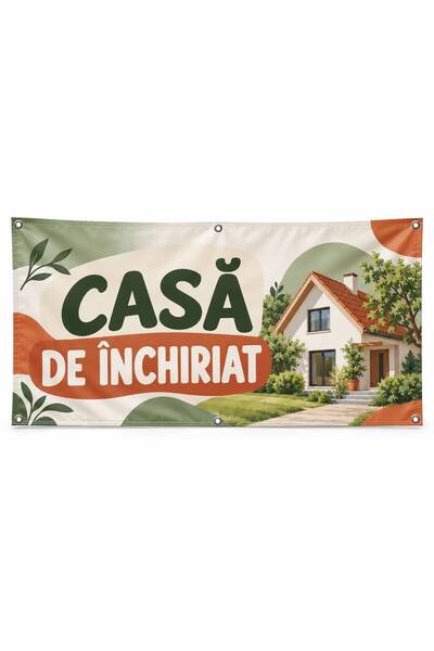 ShopPrint Banner casă de închiriat – model organic, 200x100 cm, frontlit cu t...