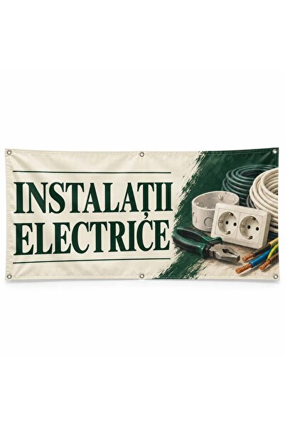 ShopPrint Banner instalații electrice – model ilustrat, 150x75 cm, frontlit c...
