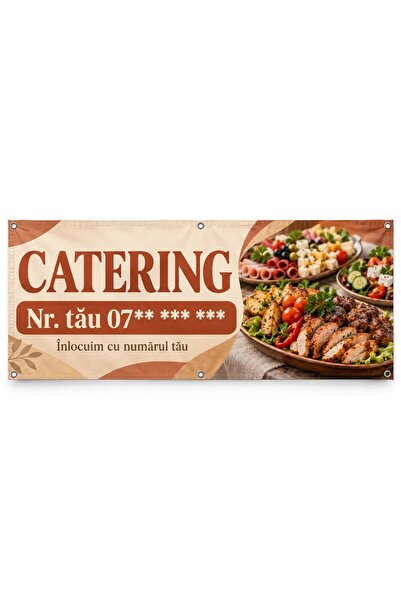 ShopPrint Banner catering cu numărul tău, 250x100 cm, frontlit cu tiv și capse
