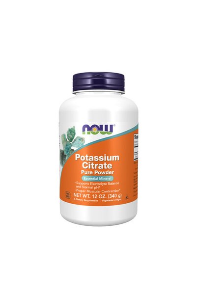 Now Pulbere de citrat de potasiu - Potasiu, 340 g