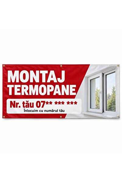 ShopPrint Banner montaj termopane cu numărul tău, 100x50 cm, frontlit cu tiv ...