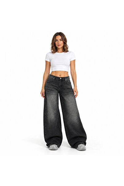 varioshop ® Blugi largi de damă, extra lungi, 100% bumbac, buzunare, închid...