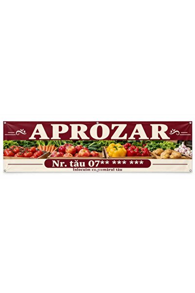 ShopPrint Banner aprozar cu numărul tău, 200x50 cm, frontlit cu tiv și capse