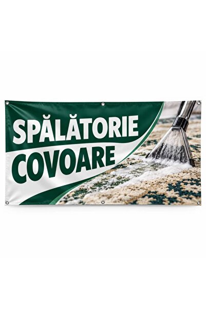 ShopPrint Banner spălătorie covoare – model curbat, 100x50 cm, frontlit cu ti...