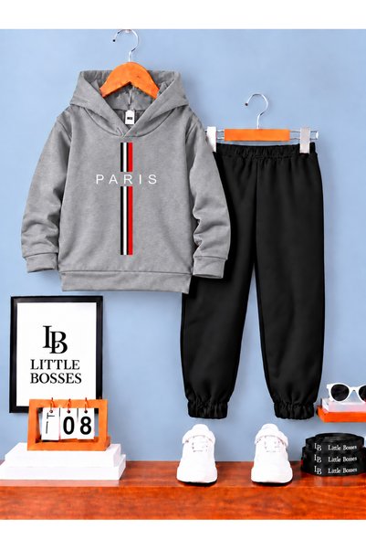 LB little bosses طقم بدلة رياضية شتوية للأطفال للجنسين (باريس)