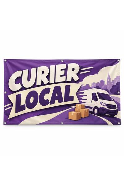 ShopPrint Banner curier local – model urban, 150x75 cm, frontlit cu tiv și capse