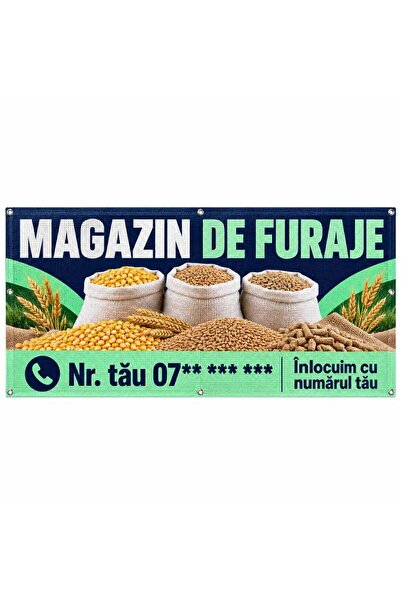 ShopPrint Mesh magazin de furaje cu numărul tău, 100x50 cm, mesh cu tiv și capse
