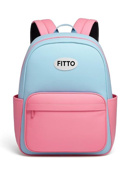 fitto حقيبة مدرسية 45×32 سم، حقيبة ظهر للأطفال باللونين الوردي والأزرق