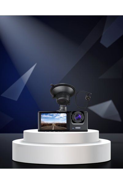 ECRUZ Üç Kameralı Araç DVR Full HD Gece Görüşlü 2 inç IPS Ekran