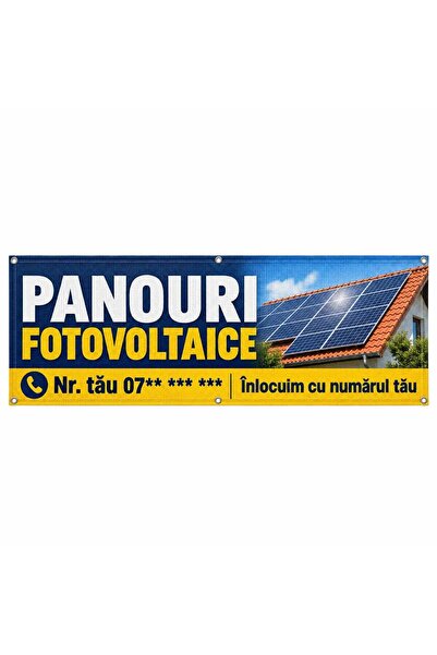 ShopPrint Mesh panouri fotovoltaice cu numărul tău, 225x75 cm, mesh cu tiv și...