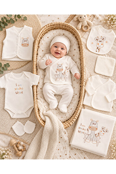 EDM Kidss Boxed Newborn Baby 10-Piece Hospital Discharge Set – Giraffe Patter...
