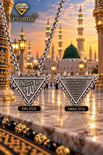 GWOMA Men's and women's steel necklace - openable tiny cevşen amulet with allah and ayet'el kursi written