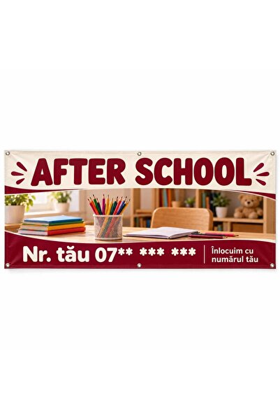 ShopPrint Banner after school cu numărul tău, 150x75 cm, frontlit cu tiv și c...