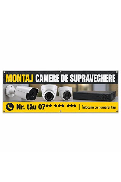 ShopPrint Banner montaj camere de supraveghere cu numărul tău, 225x75 cm, fro...
