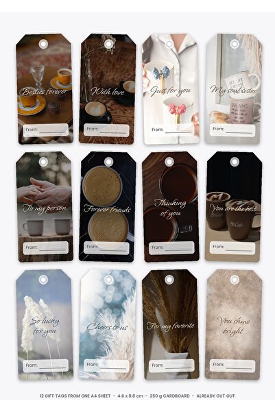 OEM Set 12 Etichete Cadou Cel mai bun prieten, Text in engleza, Carton 250g, ...