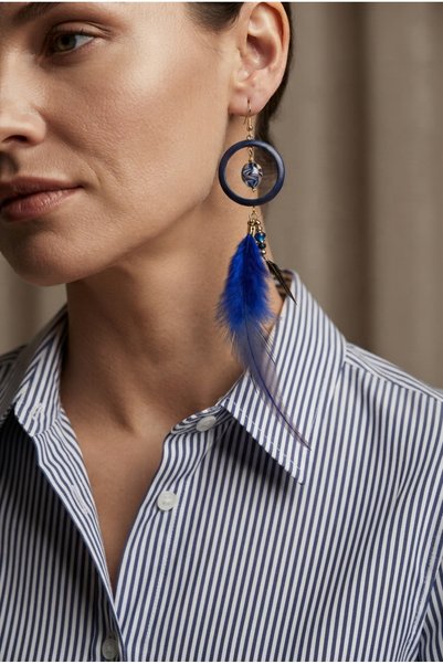 ZGNOVA Handmade Feather Earrings with Ring Detail