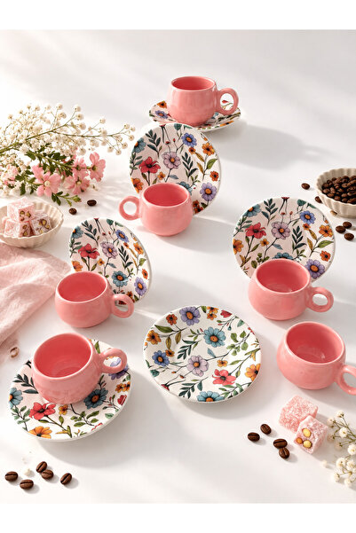 Yiğit Seramik Züccaciye Flora Venüs Model 12 Parça Lüx Kahve Fincan Takımı / ...