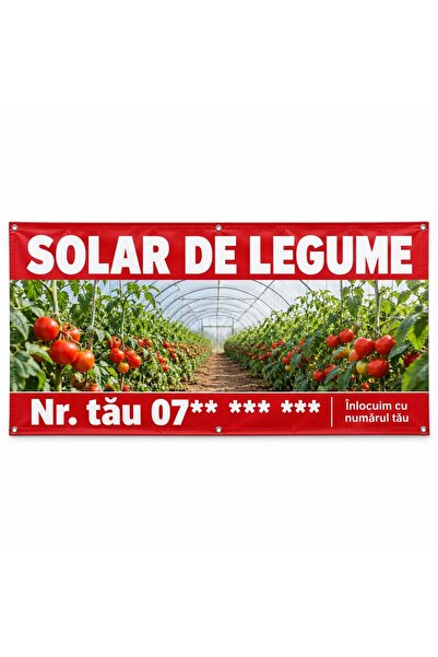 ShopPrint Banner solar de legume cu numărul tău, 100x50 cm, frontlit cu tiv ș...