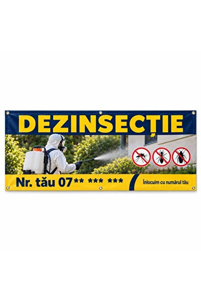 ShopPrint Banner dezinsecție cu numărul tău, 150x75 cm, frontlit cu tiv și capse