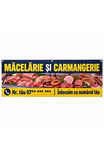 ShopPrint Mesh măcelărie și carmangerie cu numărul tău, 300x120 cm, mesh cu t...