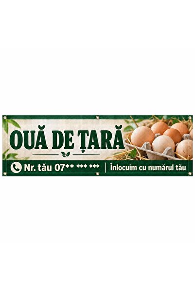 ShopPrint Mesh ouă de țară cu numărul tău, 225x75 cm, mesh cu tiv și capse
