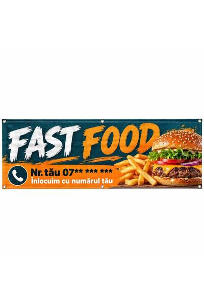 ShopPrint Mesh fast food cu numărul tău, 300x100 cm, mesh cu tiv și capse