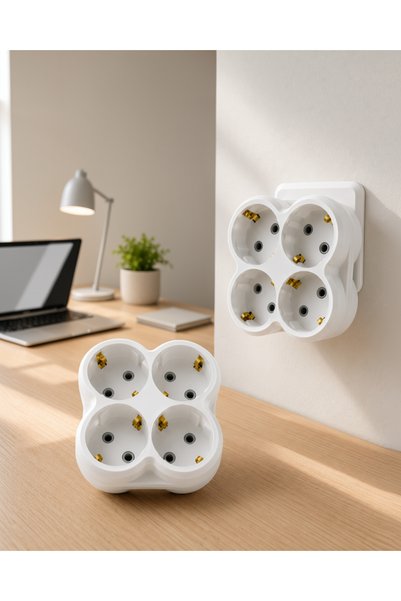 Generic Brand 4-Outlet Socket Adapter Set of 2 Connected Directly to the Sock...