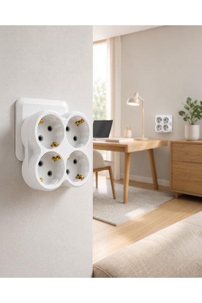 helinaria Wall-Mounted Multiplier Set with 4 Sockets Without Using Cables Ucz...