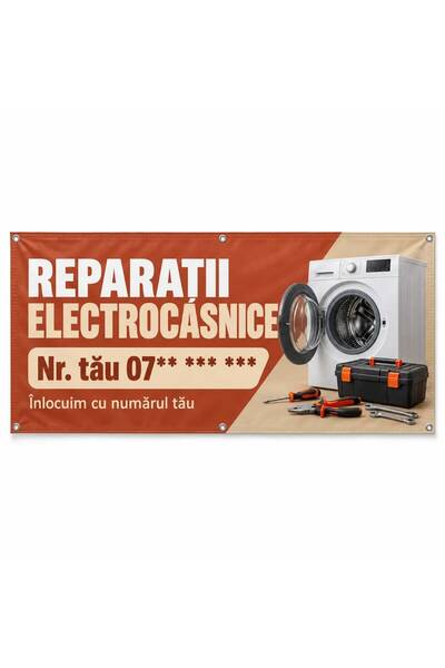 ShopPrint Banner reparații electrocasnice cu numărul tău, 200x100 cm, frontli...