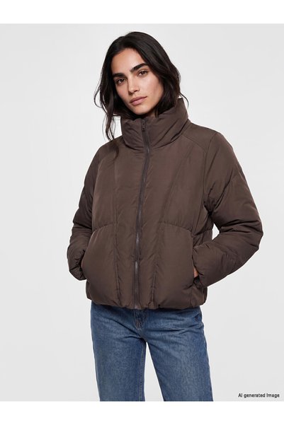 LC Waikiki Lcw Visiondik Yaka Women's Leather Look Puffer Coat